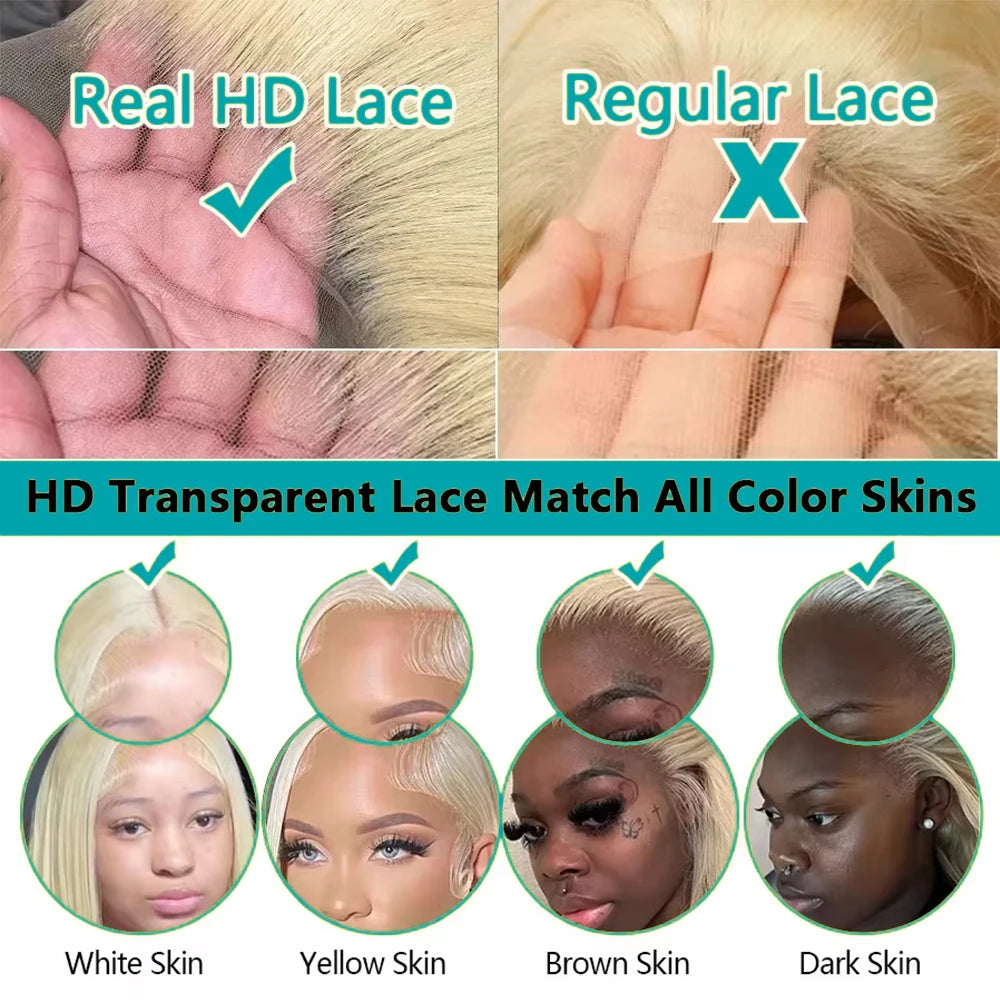 Lace Front Wig 13x6 Blonde Body Wave Human Hair Wig - 200 Density, Natural Hairline, Baby Hair - ZOOMNSTORE