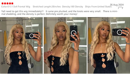 Lace Front Wig 13x6 Blonde Body Wave Human Hair Wig - 200 Density, Natural Hairline, Baby Hair - ZOOMNSTORE