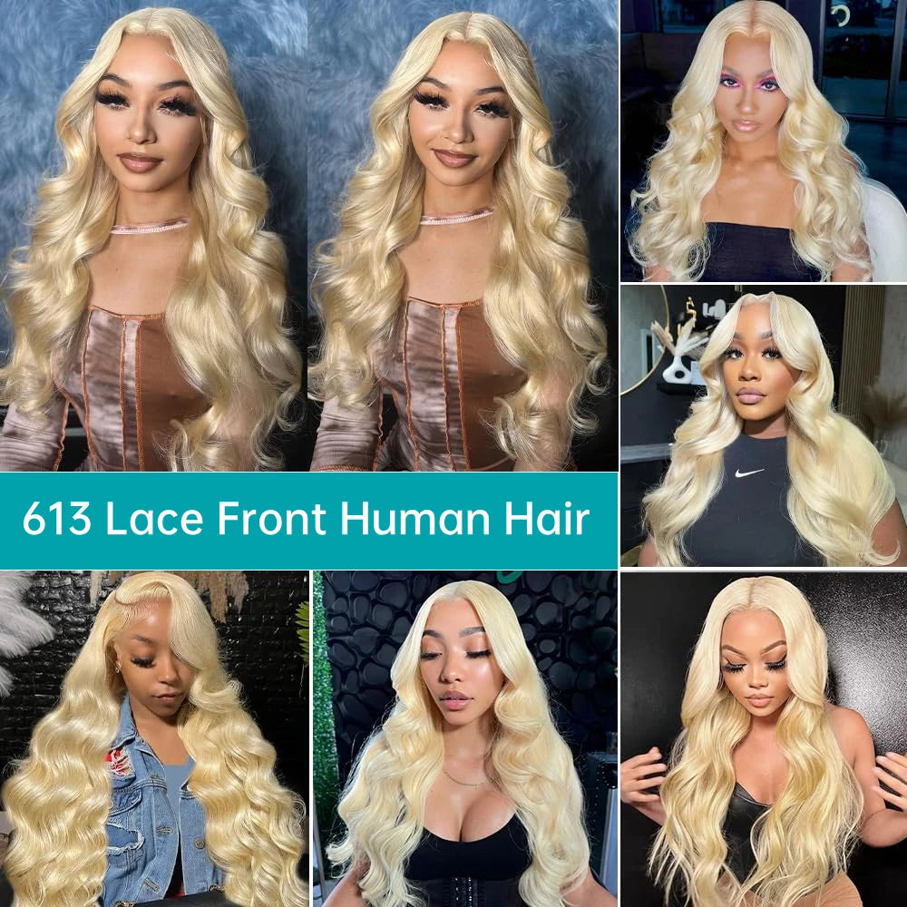 Lace Front Wig 13x6 Blonde Body Wave Human Hair Wig - 200 Density, Natural Hairline, Baby Hair - ZOOMNSTORE