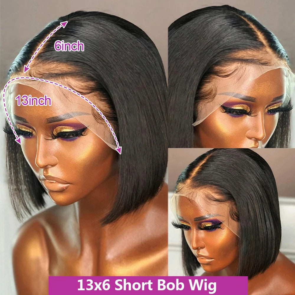 Lace Frontal Wigs - 250% Density HD Lace Front Pre Cut Bob Wigs Silky Straight - ZOOMNSTORE