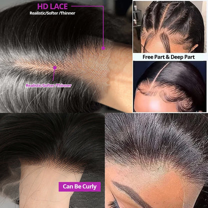 Lace Frontal Wigs - 250% Density HD Lace Front Pre Cut Bob Wigs Silky Straight - ZOOMNSTORE