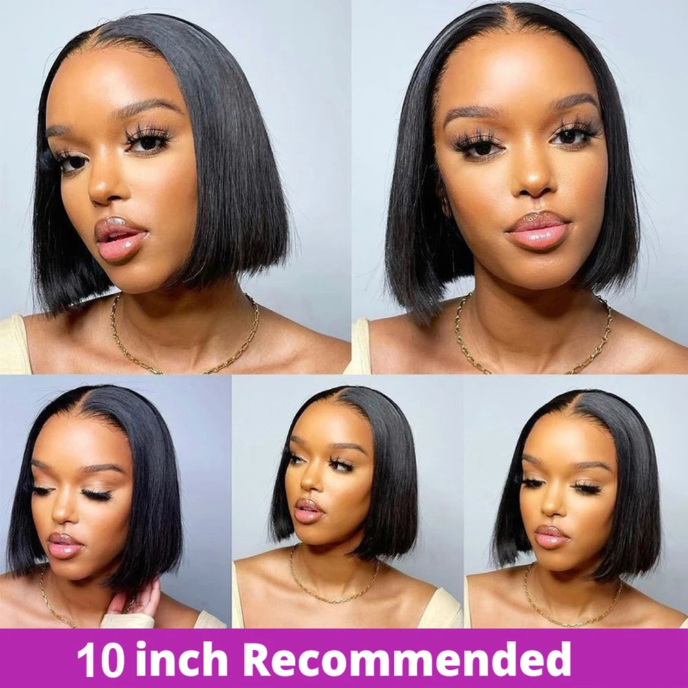 Lace Frontal Wigs - 250% Density HD Lace Front Pre Cut Bob Wigs Silky Straight - ZOOMNSTORE