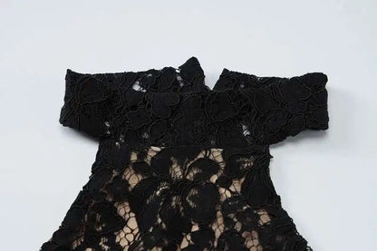 Lace Halter Maxi Dress - Black Backless Slim Fit Sleeveless Party Gown - ZOOMNSTORE