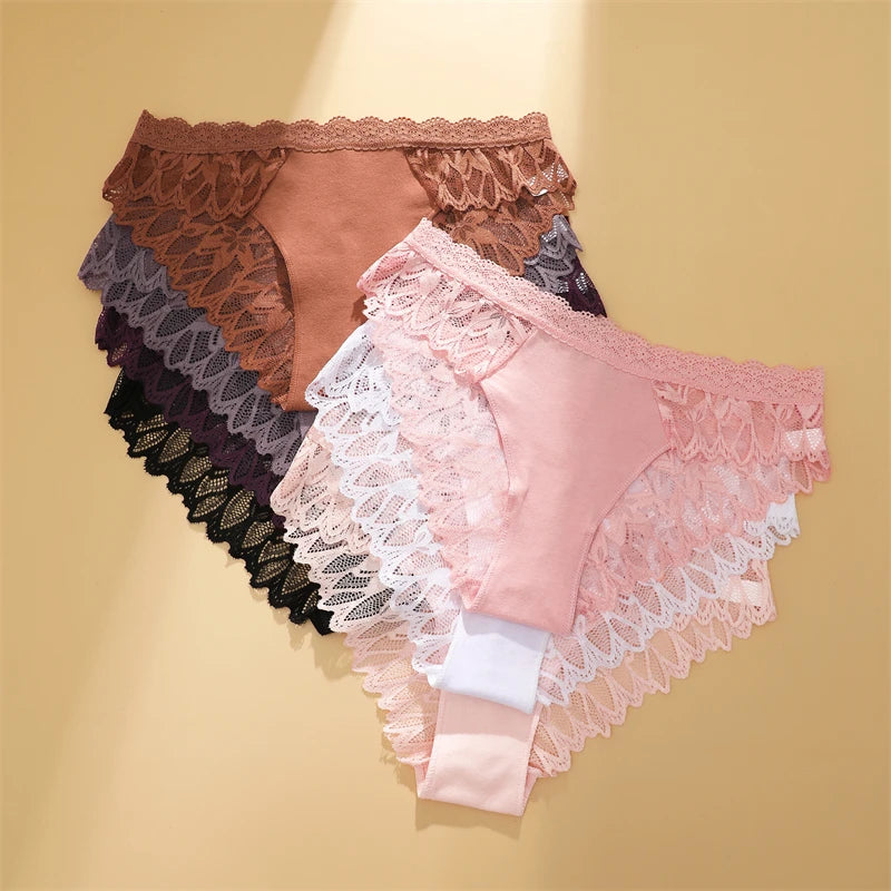 Lace Hollow Out Womens Underwear - Sexy Low-Waist Floral Briefs Breathable Lingerie - ZOOMNSTORE