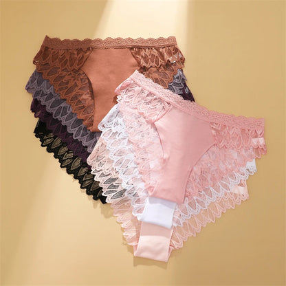 Lace Hollow Out Womens Underwear - Sexy Low-Waist Floral Briefs Breathable Lingerie - ZOOMNSTORE
