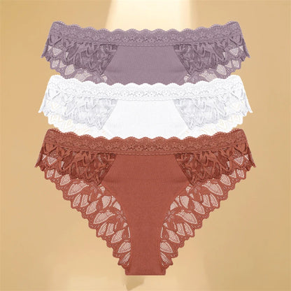Lace Hollow Out Womens Underwear - Sexy Low-Waist Floral Briefs Breathable Lingerie - ZOOMNSTORE