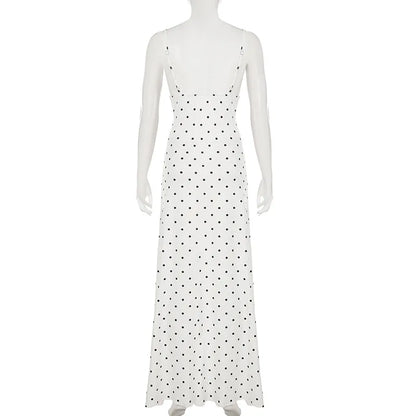 Lace Maxi Dress - Women's Party Dress With V-Neck Patchwork & Slim Spaghetti Straps - ZOOMNSTORE