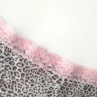 Lace Leopard Print Briefs - Sexy Low-Rise Womens Panties with Cotton Crotch - ZOOMNSTORE