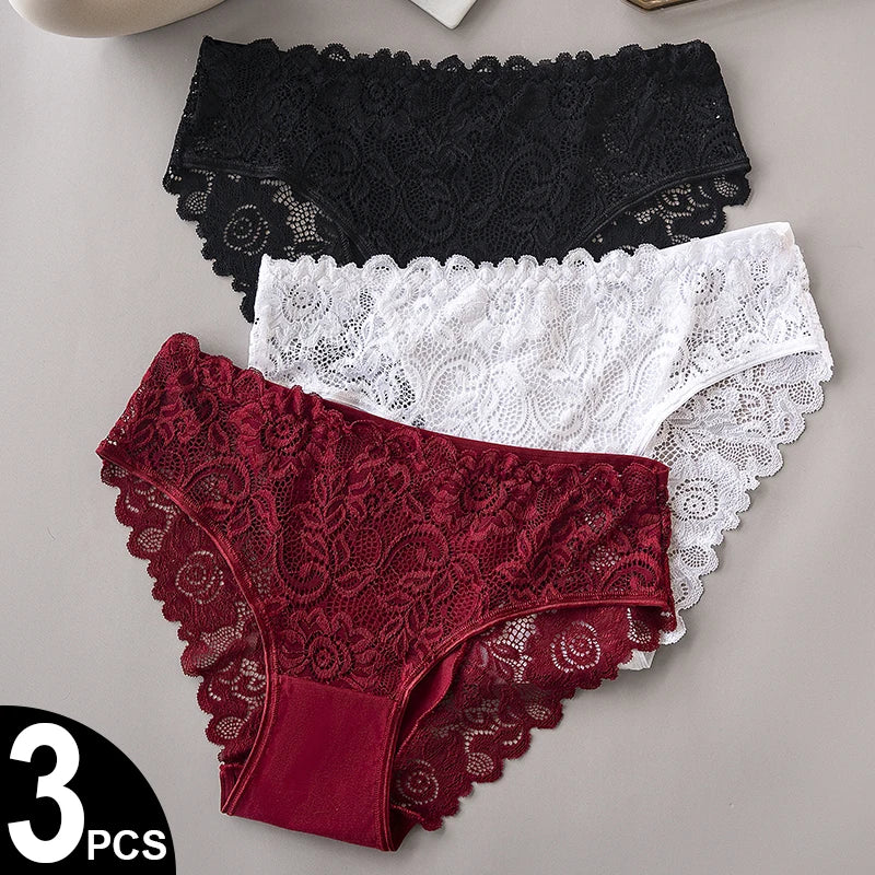 Luxury Floral Lace Panties Set - Sexy Hollow Briefs for Women - ZOOMNSTORE