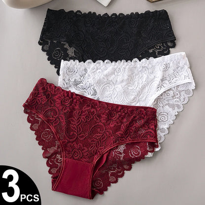 Luxury Floral Lace Panties Set - Sexy Hollow Briefs for Women - ZOOMNSTORE