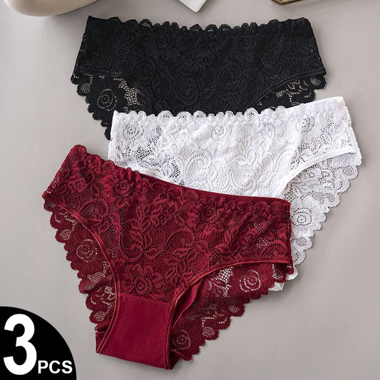 Luxury Floral Lace Panties Set - Sexy Hollow Briefs for Women - ZOOMNSTORE