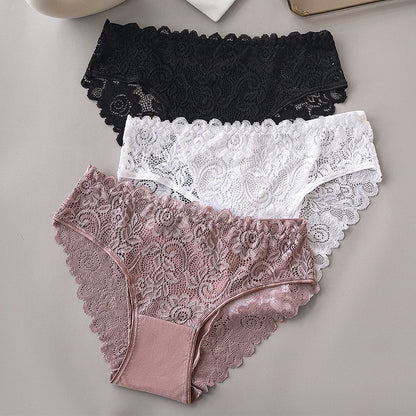 Luxury Floral Lace Panties Set - Sexy Hollow Briefs for Women - ZOOMNSTORE
