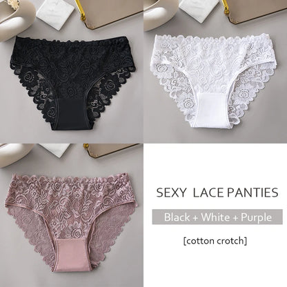 Luxury Floral Lace Panties Set - Sexy Hollow Briefs for Women - ZOOMNSTORE
