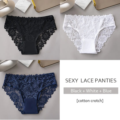 Luxury Floral Lace Panties Set - Sexy Hollow Briefs for Women - ZOOMNSTORE