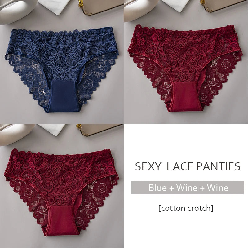 Luxury Floral Lace Panties Set - Sexy Hollow Briefs for Women - ZOOMNSTORE