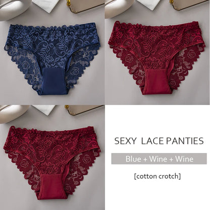 Luxury Floral Lace Panties Set - Sexy Hollow Briefs for Women - ZOOMNSTORE