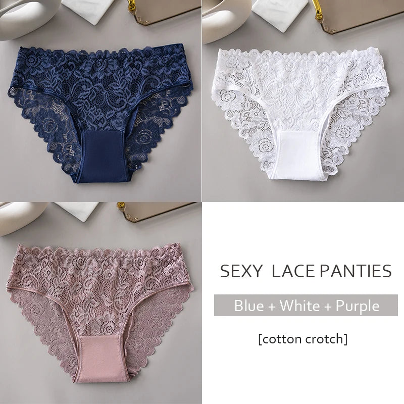 Luxury Floral Lace Panties Set - Sexy Hollow Briefs for Women - ZOOMNSTORE