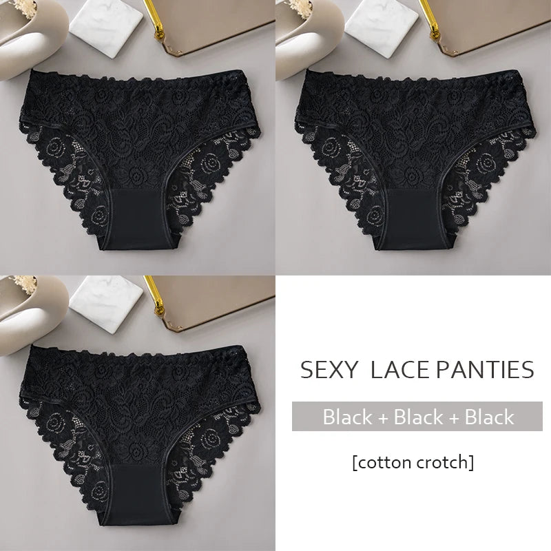 Luxury Floral Lace Panties Set - Sexy Hollow Briefs for Women - ZOOMNSTORE