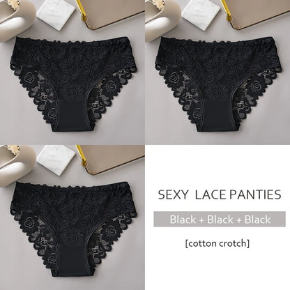 Luxury Floral Lace Panties Set - Sexy Hollow Briefs for Women - ZOOMNSTORE