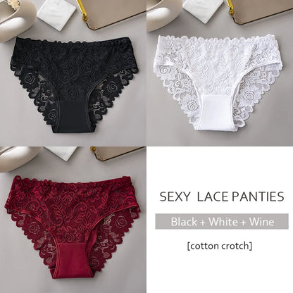 Luxury Floral Lace Panties Set - Sexy Hollow Briefs for Women - ZOOMNSTORE