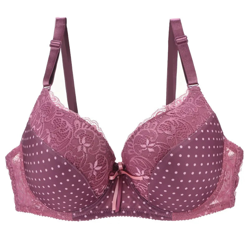 Lace Push Up Bra - Women's Floral Lace Underwire Full Cup Bra With Adjustable Straps - ZOOMNSTORE