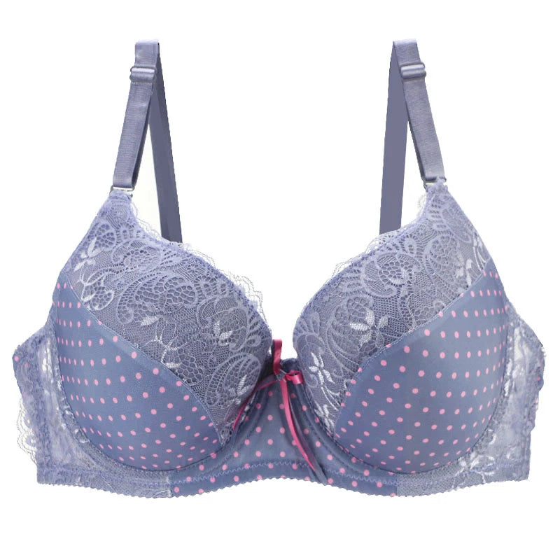 Lace Push Up Bra - Women's Floral Lace Underwire Full Cup Bra With Adjustable Straps - ZOOMNSTORE