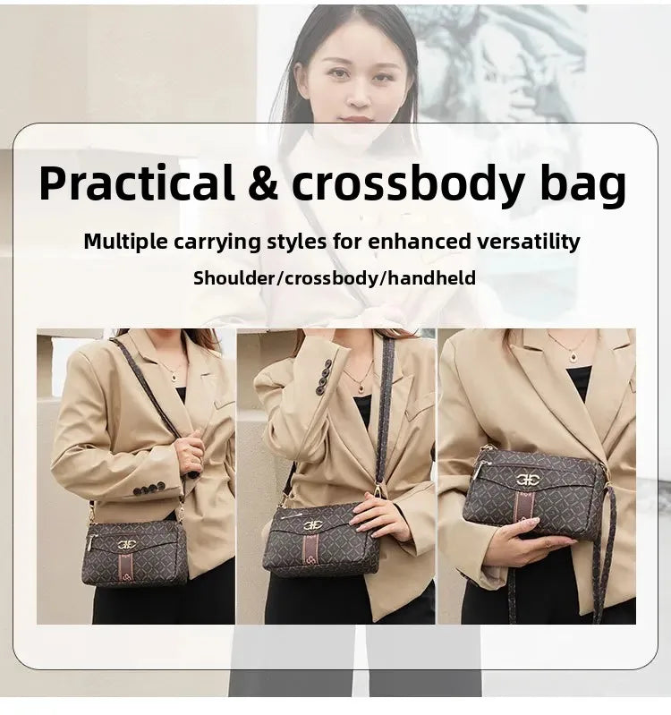 Ladies Crossbody Bag – Large Capacity Vintage Shoulder Bag with Coin Pocket - ZOOMNSTORE