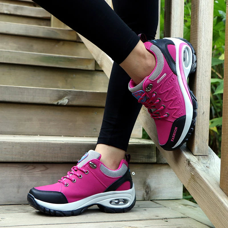 Ladies Platform Sneakers – Breathable Waterproof Casual Shoes With Lace-Up - ZOOMNSTORE