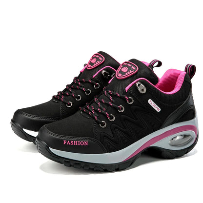 Ladies Platform Sneakers – Breathable Waterproof Casual Shoes With Lace-Up - ZOOMNSTORE
