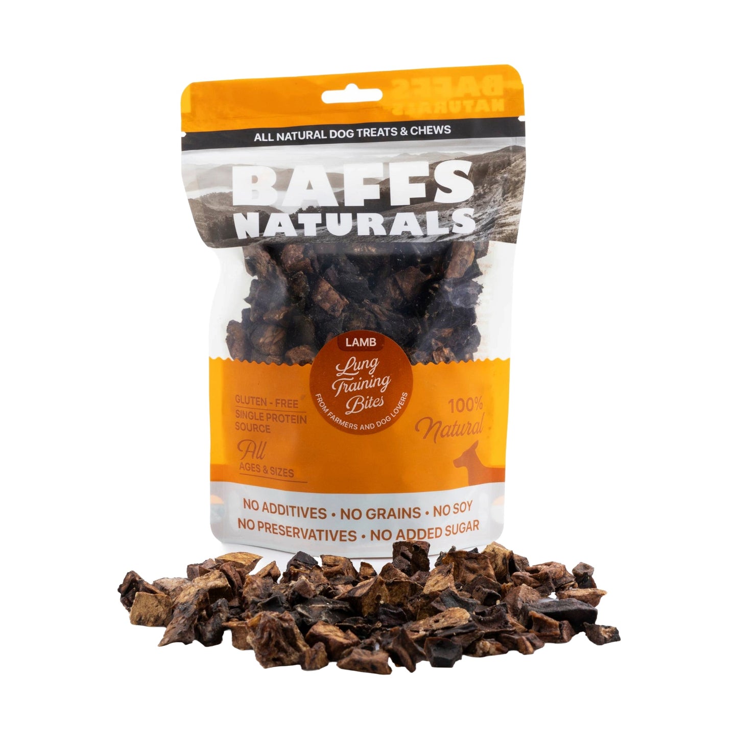 BAFFS NATURALS Lamb Lung Training Bites – All-Natural, Protein-Packed Dog Treats (7oz Bag) - ZOOMNSTORE