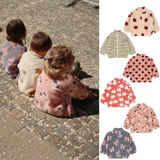Lambswool Jacket for Baby Girls - Cartoon Outerwear for Kids 1-9Y - ZOOMNSTORE