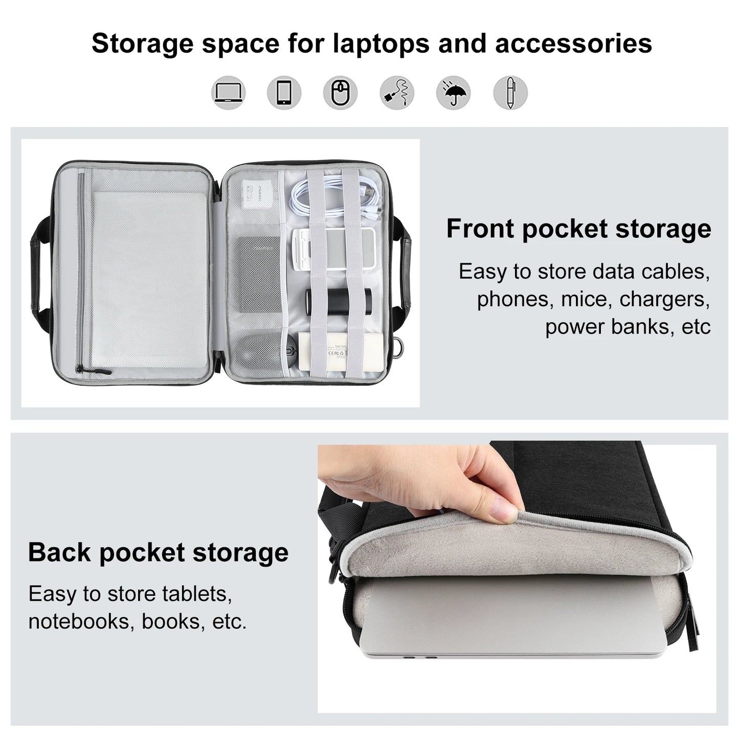 Laptop Briefcase Crossbody Bag - Fits 13-16 inch MacBook Lenovo ThinkPad ASUS HP - ZOOMNSTORE