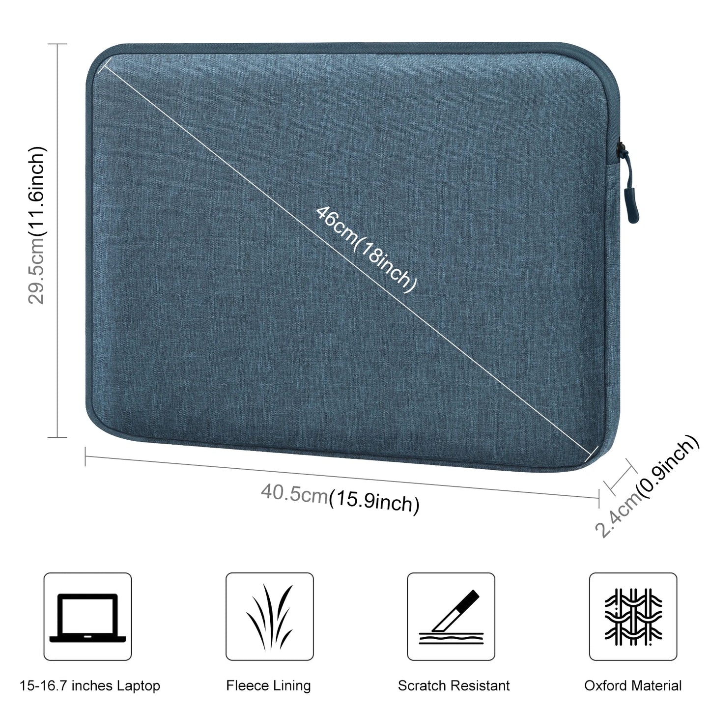 Laptop Sleeve Case - 16 inch Zipper Briefcase for 15-167 inch Laptops - ZOOMNSTORE