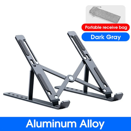 Aluminum Adjustable Laptop Stand - Portable Cooling Holder for MacBook - ZOOMNSTORE
