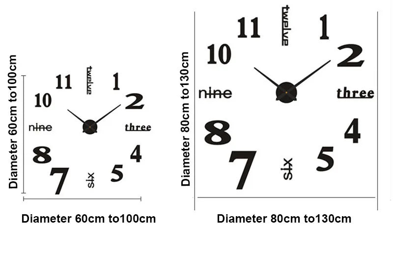 Large 3D Number Wall Clock - DIY Home Decoration for Living Room Bedroom Study Hotel - ZOOMNSTORE