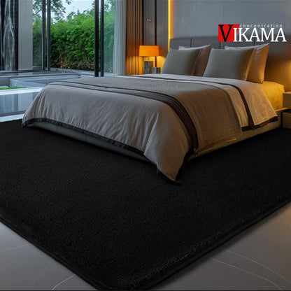 Large Black Plush Shag Area Rug - Soft Fluffy Bedroom Living Room Carpet - ZOOMNSTORE