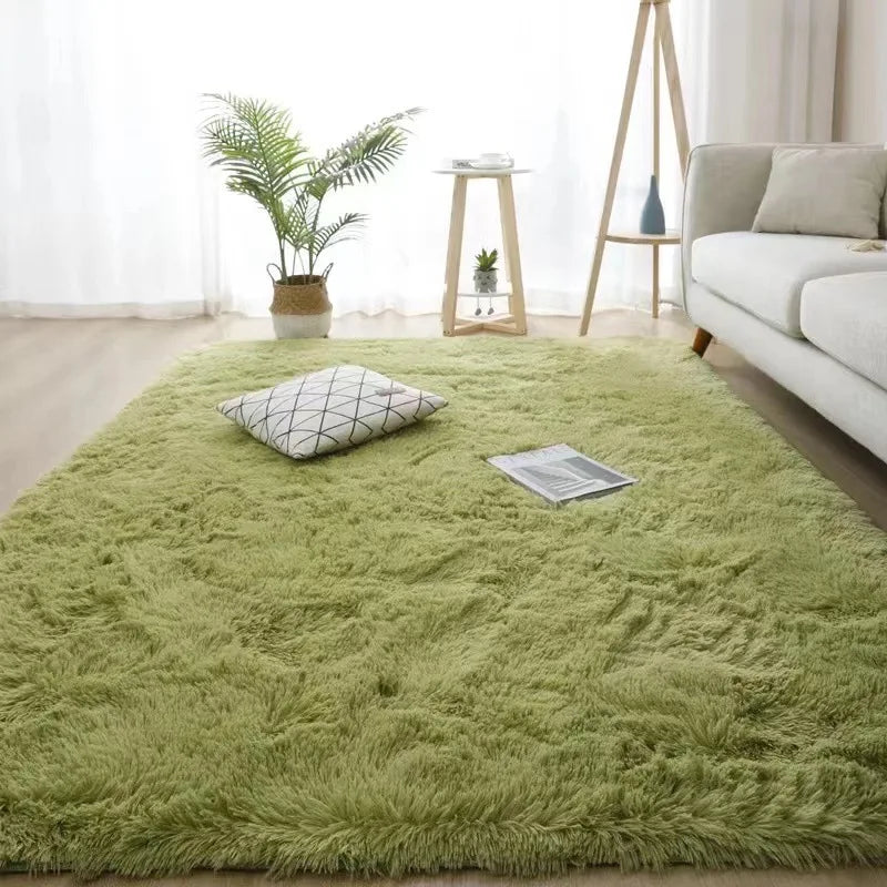 Large Black Plush Shag Area Rug - Soft Fluffy Bedroom Living Room Carpet - ZOOMNSTORE