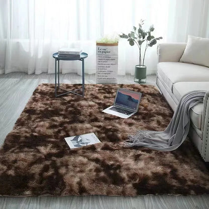 Large Black Plush Shag Area Rug - Soft Fluffy Bedroom Living Room Carpet - ZOOMNSTORE