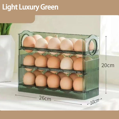 Kitchen Large Capacity Egg Fridge Storage Box - Portable Multi-Layer Egg Tray Organizer, Auto Opening/Closing Egg Holder - ZOOMNSTORE