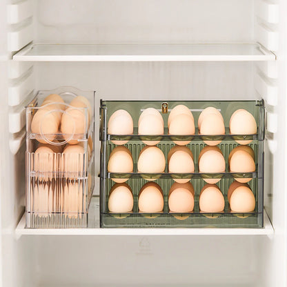 Kitchen Large Capacity Egg Fridge Storage Box - Portable Multi-Layer Egg Tray Organizer, Auto Opening/Closing Egg Holder - ZOOMNSTORE