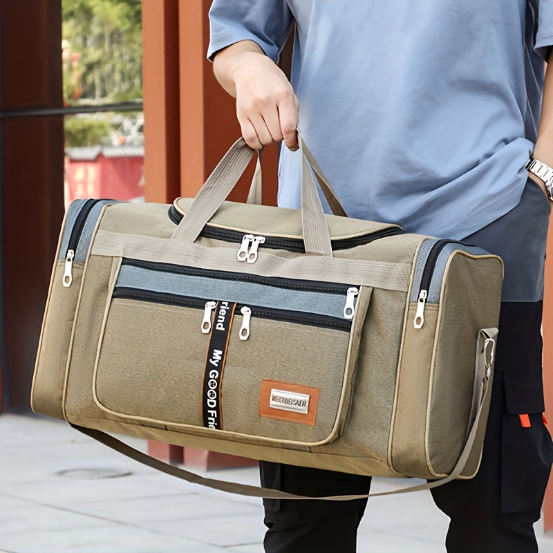 Large Capacity Foldable Travel Duffel Bag - Portable Nylon Luggage for Men - ZOOMNSTORE