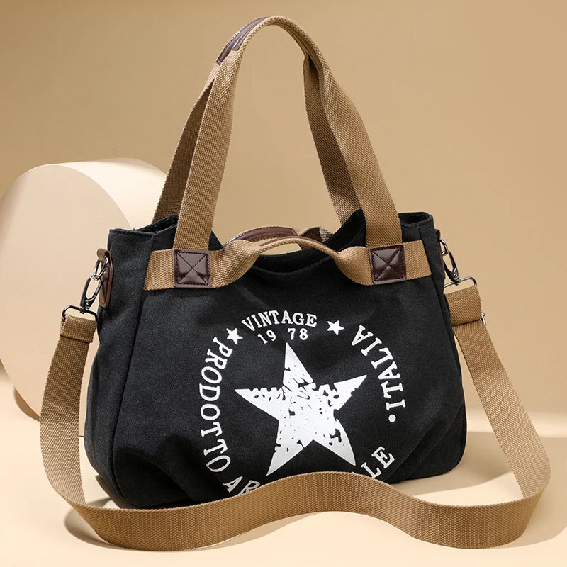Large Capacity Shoulder Bag – Women's Casual Canvas Crossbody Purse With Zipper Closure - ZOOMNSTORE