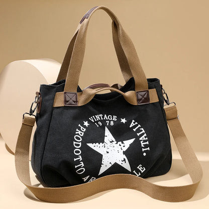 Large Capacity Shoulder Bag – Women's Casual Canvas Crossbody Purse With Zipper Closure - ZOOMNSTORE