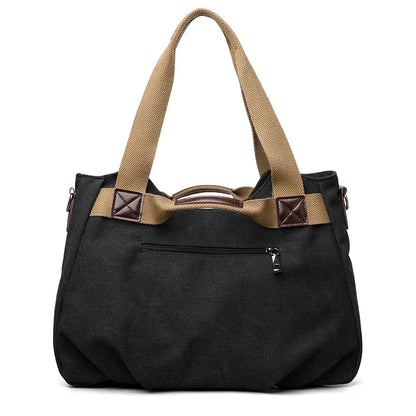 Large Capacity Shoulder Bag – Women's Casual Canvas Crossbody Purse With Zipper Closure - ZOOMNSTORE