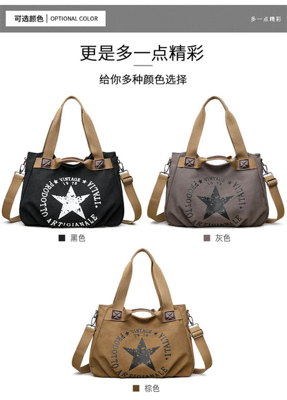 Large Capacity Shoulder Bag – Women's Casual Canvas Crossbody Purse With Zipper Closure - ZOOMNSTORE
