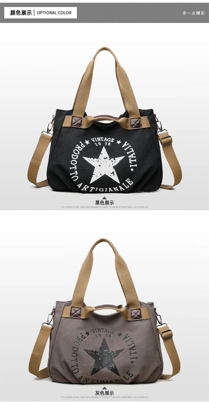 Large Capacity Shoulder Bag – Women's Casual Canvas Crossbody Purse With Zipper Closure - ZOOMNSTORE