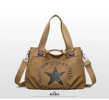 Large Capacity Shoulder Bag – Women's Casual Canvas Crossbody Purse With Zipper Closure - ZOOMNSTORE