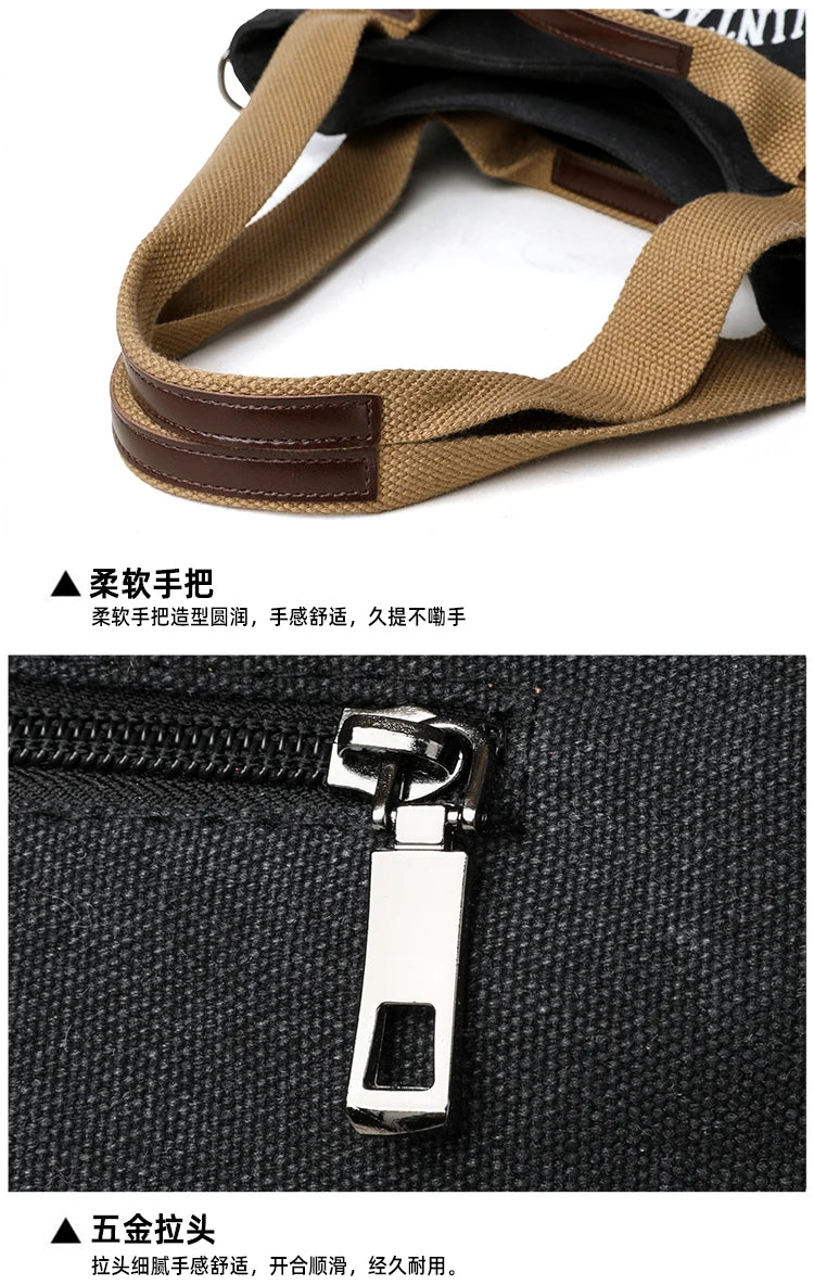 Large Capacity Shoulder Bag – Women's Casual Canvas Crossbody Purse With Zipper Closure - ZOOMNSTORE
