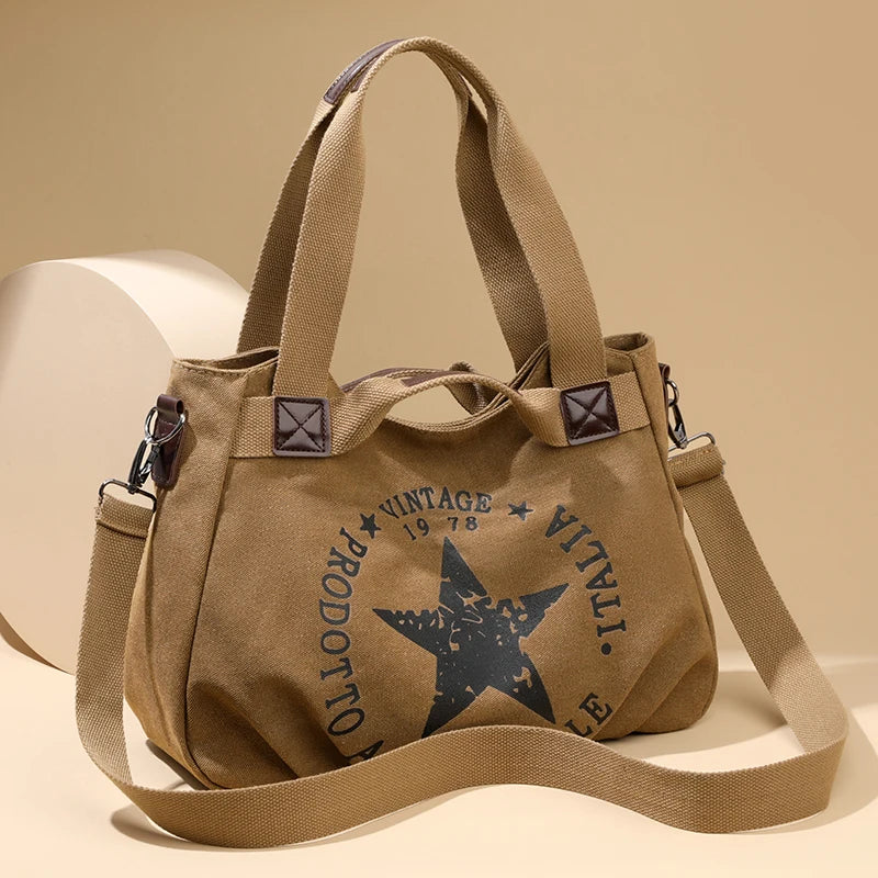 Large Capacity Shoulder Bag – Women's Casual Canvas Crossbody Purse With Zipper Closure - ZOOMNSTORE
