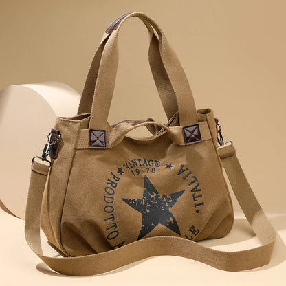 Large Capacity Shoulder Bag – Women's Casual Canvas Crossbody Purse With Zipper Closure - ZOOMNSTORE